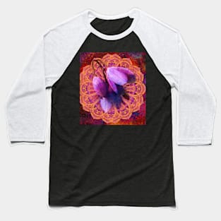 Grunge blue bells and lace mandala Baseball T-Shirt